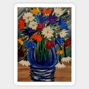 A beautiful bouquet flowers in a glass vase Sticker